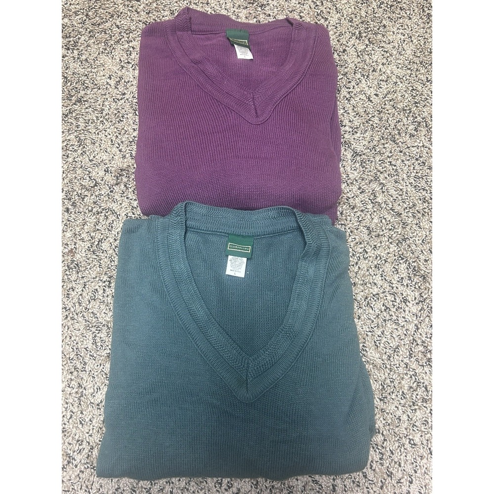Clubfellow V-Neck Sweater Lot of 2 - Green Purple - Men's Large‎ - Pullover